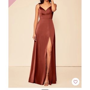 Satin full length occasion dress